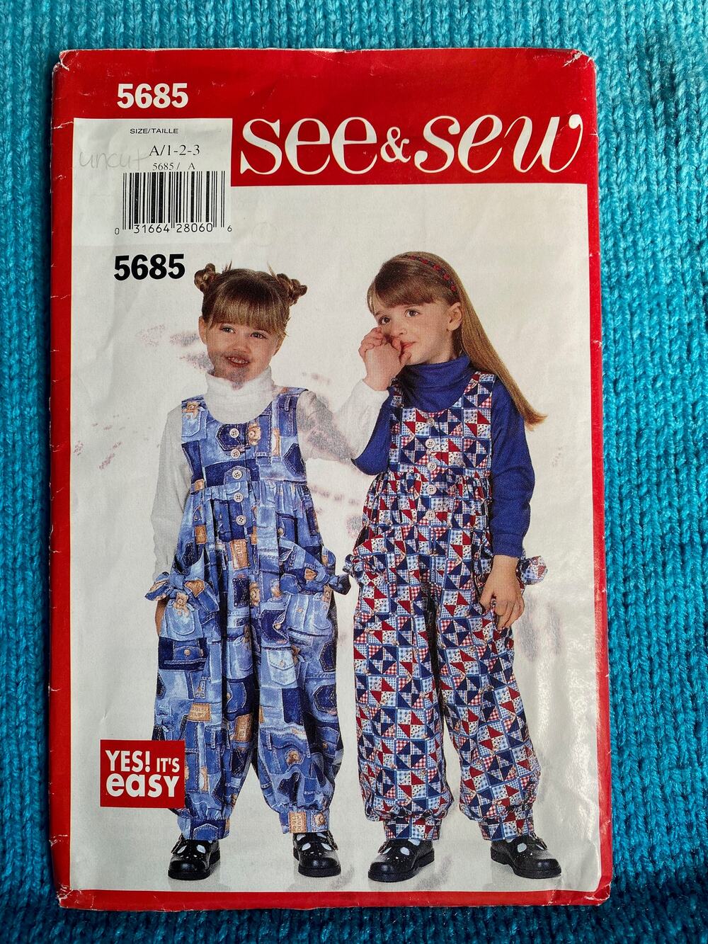 Butterick Sewing pattern 5685 girls jumpsuit Size 1 2 3